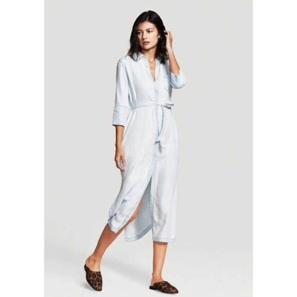 DL1961 Button Down Midi Dress Light Blue Chambray Size - Picture 1 of 9